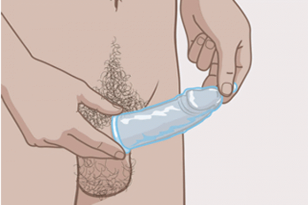 condoom afrollen over de penis